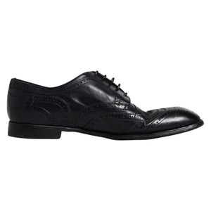 Dunkelblaue Leder Derby Wingtip Formelle Schuhe