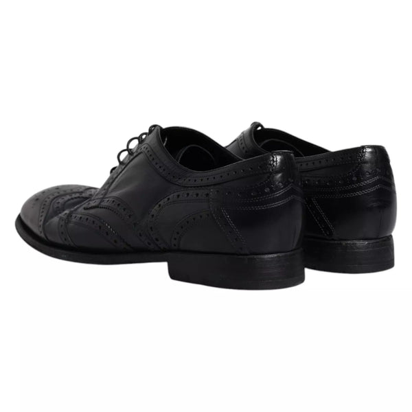 Dunkelblaue Leder Derby Wingtip Formelle Schuhe