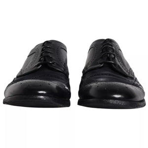 Dunkelblaue Leder Derby Wingtip Formelle Schuhe