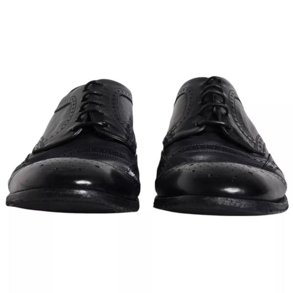 Dunkelblaue Leder Derby Wingtip Formelle Schuhe
