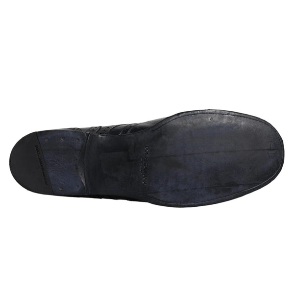 Dunkelblaue Leder Derby Wingtip Formelle Schuhe