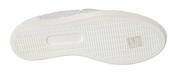 Weiße Leder Spitze Slip On Loafers Schuhe