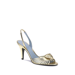 Goldene Kalb-Leder Bos Taurus Stiletto-Sandalen