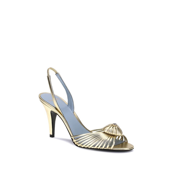 Goldene Kalb-Leder Bos Taurus Stiletto-Sandalen