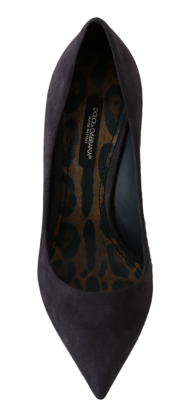 Graue Wildleder Leder Stiletto Schuhe Heels