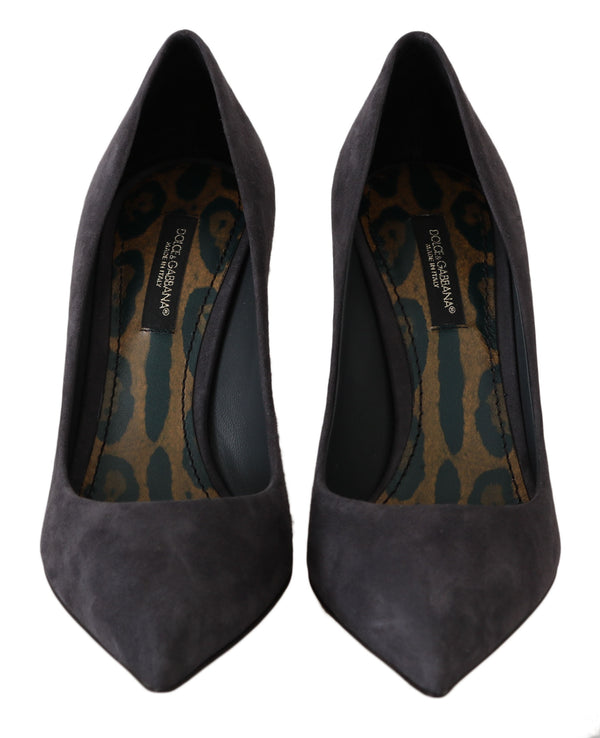 Graue Wildleder Leder Stiletto Schuhe Heels