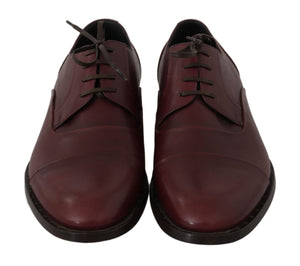Rote Bordeaux Leder Derby Formelle Schuhe