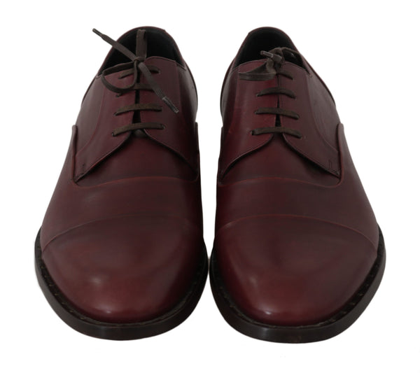 Rote Bordeaux Leder Derby Formelle Schuhe
