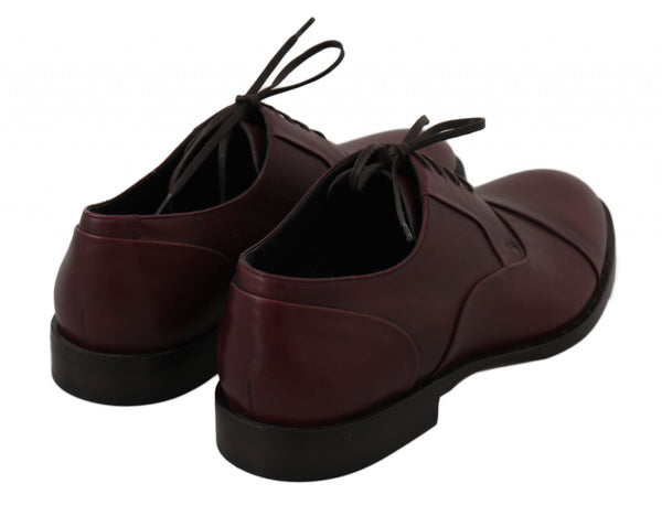 Rote Bordeaux Leder Derby Formelle Schuhe