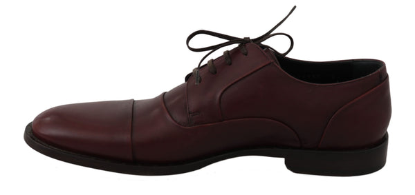 Rote Bordeaux Leder Derby Formelle Schuhe