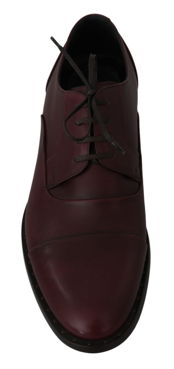 Rote Bordeaux Leder Derby Formelle Schuhe