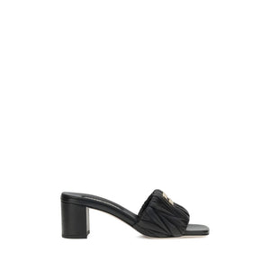 Schwarze Stiletto-Sandaletten aus Lammleder, Ovis Aries Aries