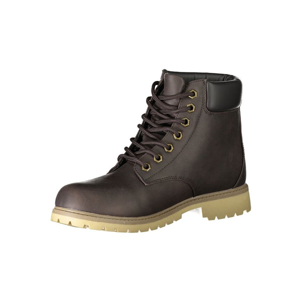 Brauner Polyester Herrenstiefel