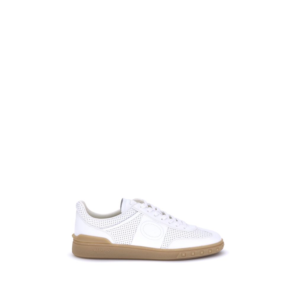 Weiße Gummisohle Sneakers mit niedrigem Schaft