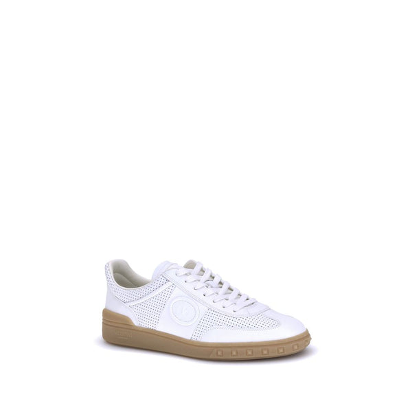 Weiße Gummisohle Sneakers mit niedrigem Schaft