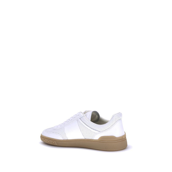 Weiße Gummisohle Sneakers mit niedrigem Schaft