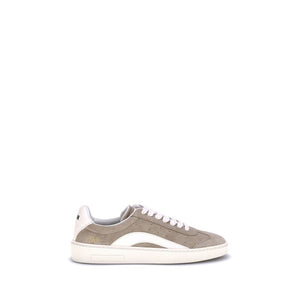 Beigefarbene Kalb-Leder Bos Taurus Sneakers mit niedrigem Schaft