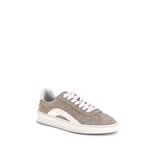 Beigefarbene Kalb-Leder Bos Taurus Sneakers mit niedrigem Schaft
