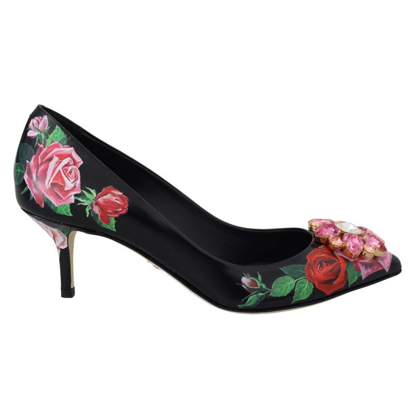 Schwarze Lederpumps mit hohem Absatz