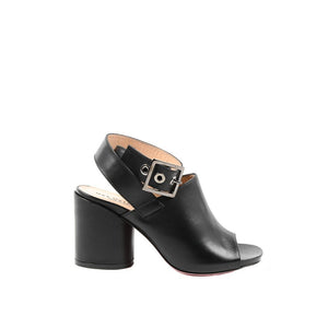 Schwarze Lederpumps mit hohem Absatz