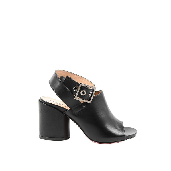 Schwarze Lederpumps mit hohem Absatz