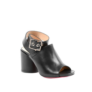 Schwarze Lederpumps mit hohem Absatz