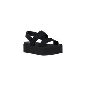 Schwarze Bio-Baumwoll-Plateau-Sandalen