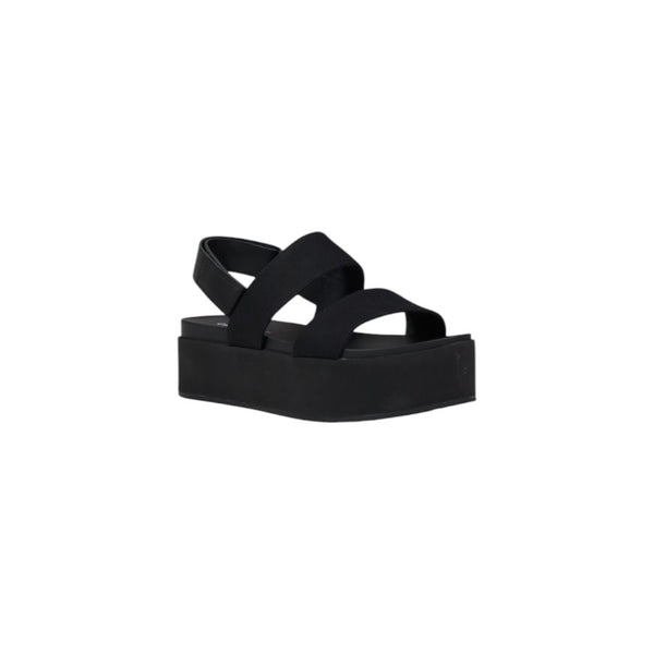 Schwarze Bio-Baumwoll-Plateau-Sandalen