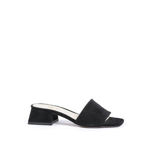 Schwarze Leder-Plateau-Sandalen