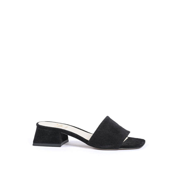 Schwarze Leder-Plateau-Sandalen