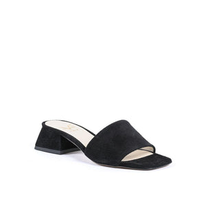 Schwarze Leder-Plateau-Sandalen