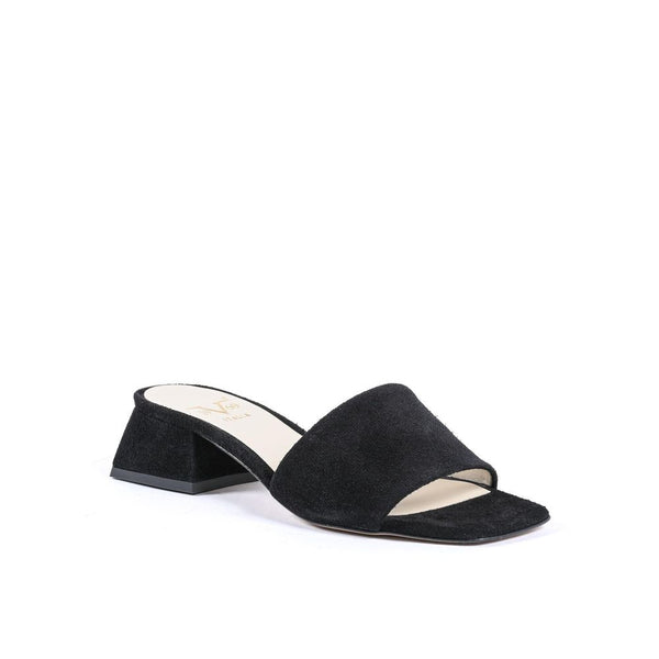 Schwarze Leder-Plateau-Sandalen
