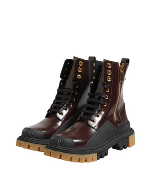 Braun Schwarz Leder Stiefel Reißverschluss Schnürschuhe