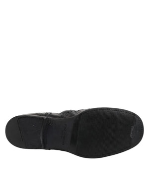 Schwarze Lederstiefeletten Slip On Schuhe