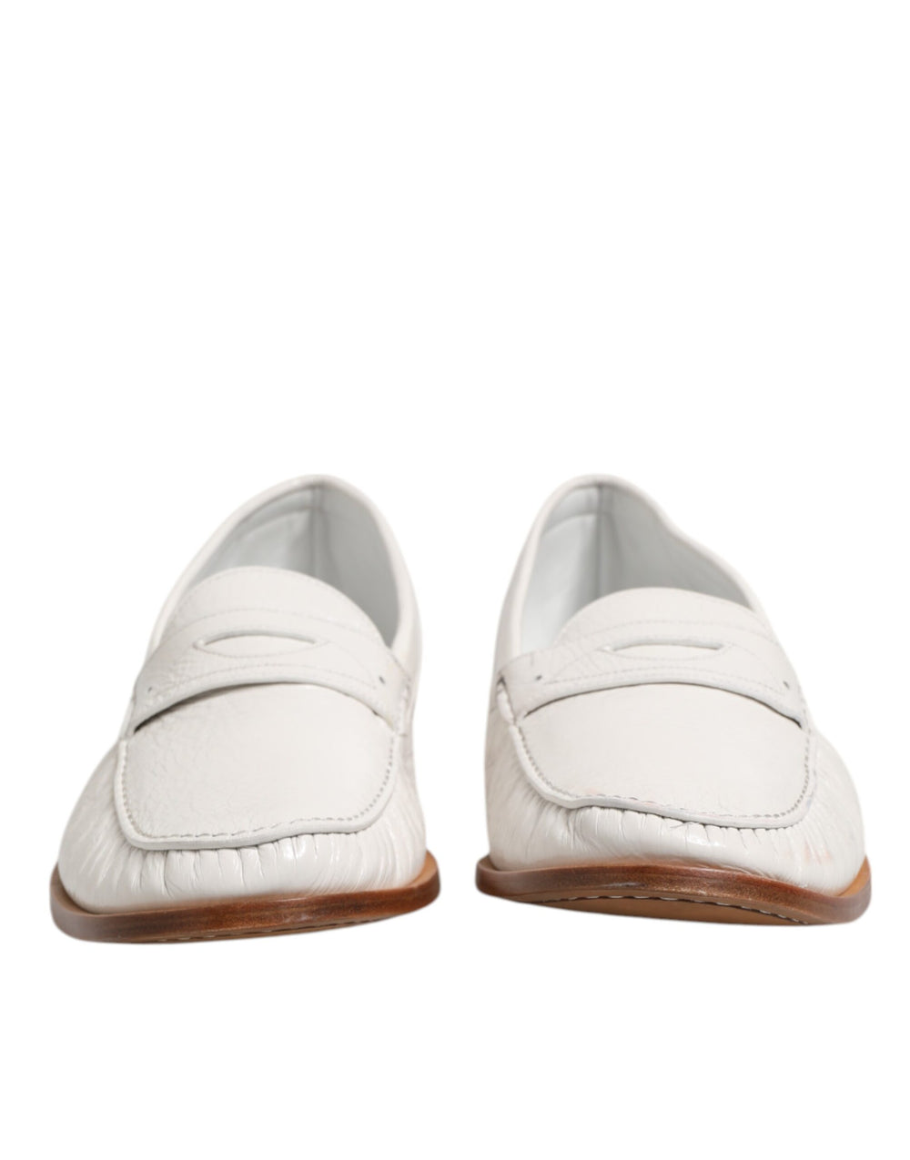 Weiß Leder Loafers Mokassins Slip On Schuhe