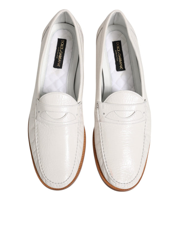 Weiß Leder Loafers Mokassins Slip On Schuhe