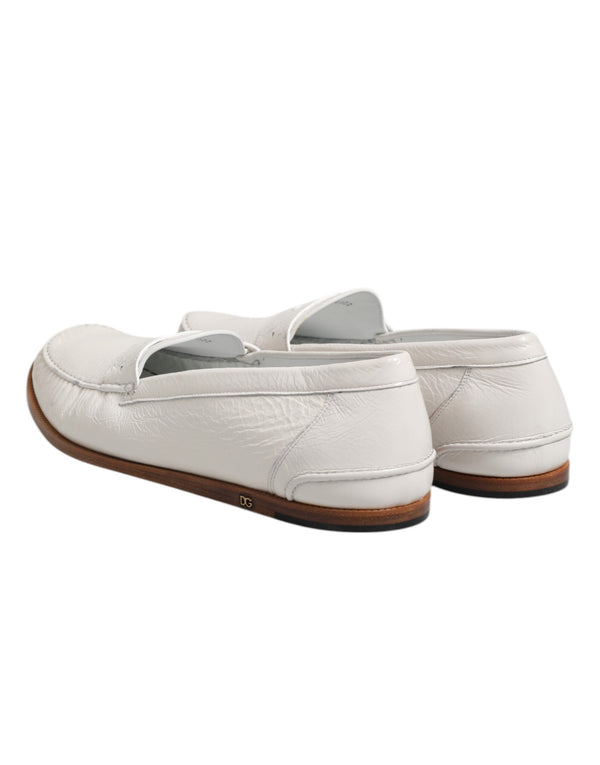 Weiß Leder Loafers Mokassins Slip On Schuhe