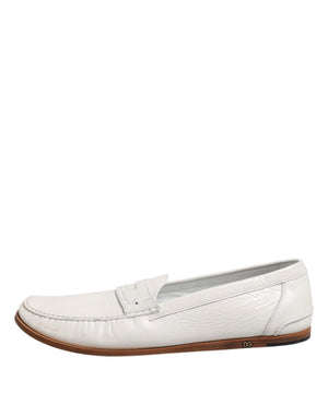 Weiß Leder Loafers Mokassins Slip On Schuhe