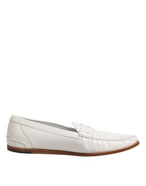 Weiß Leder Loafers Mokassins Slip On Schuhe