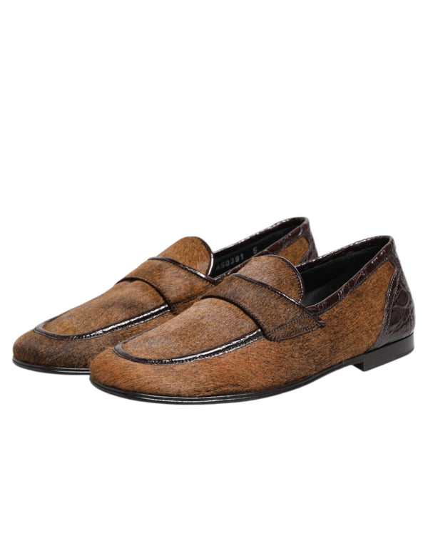 Braun Loafers Leder Slip On Männer Kleid Schuhe