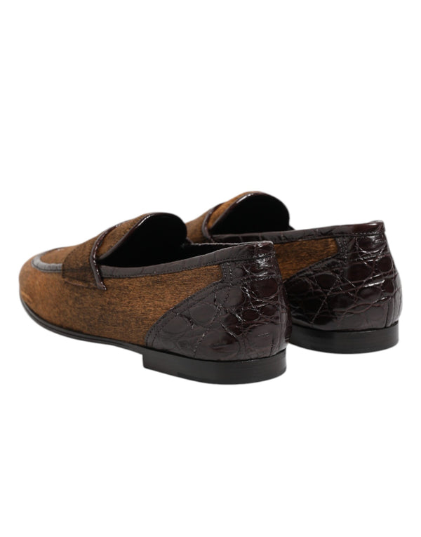 Braun Loafers Leder Slip On Männer Kleid Schuhe