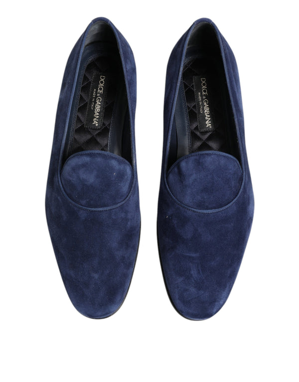 Blauer Samt DG Logo Loafers Formelle Schuhe