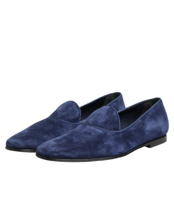 Blauer Samt DG Logo Loafers Formelle Schuhe