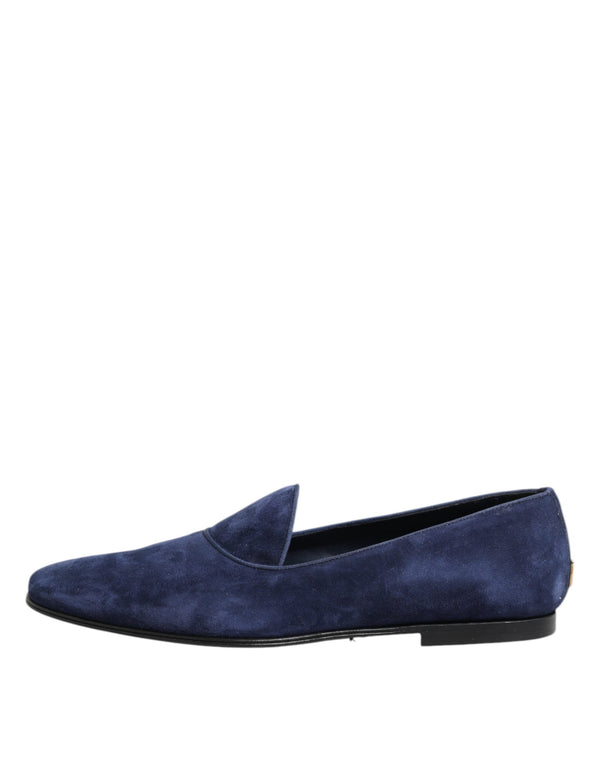 Blauer Samt DG Logo Loafers Formelle Schuhe