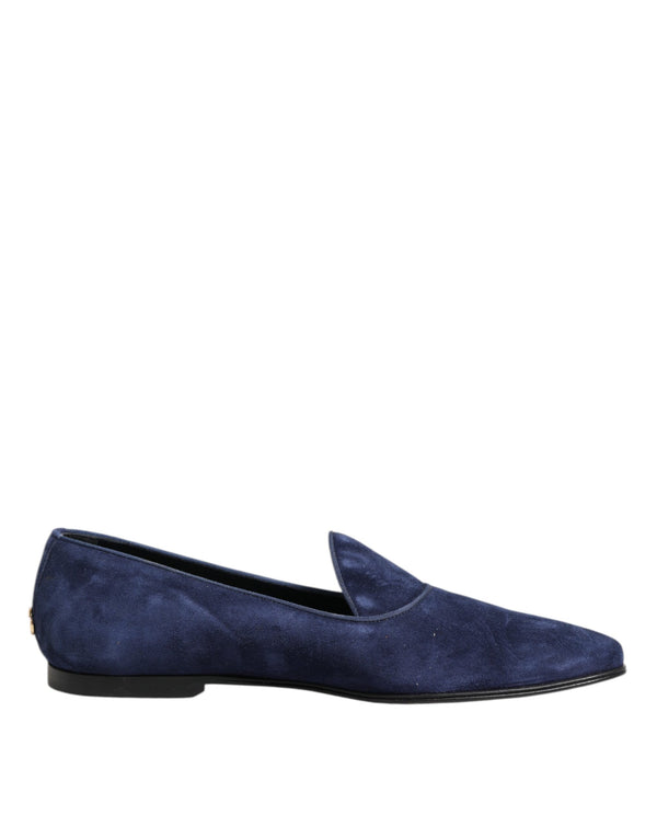 Blauer Samt DG Logo Loafers Formelle Schuhe