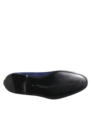Blauer Samt DG Logo Loafers Formelle Schuhe