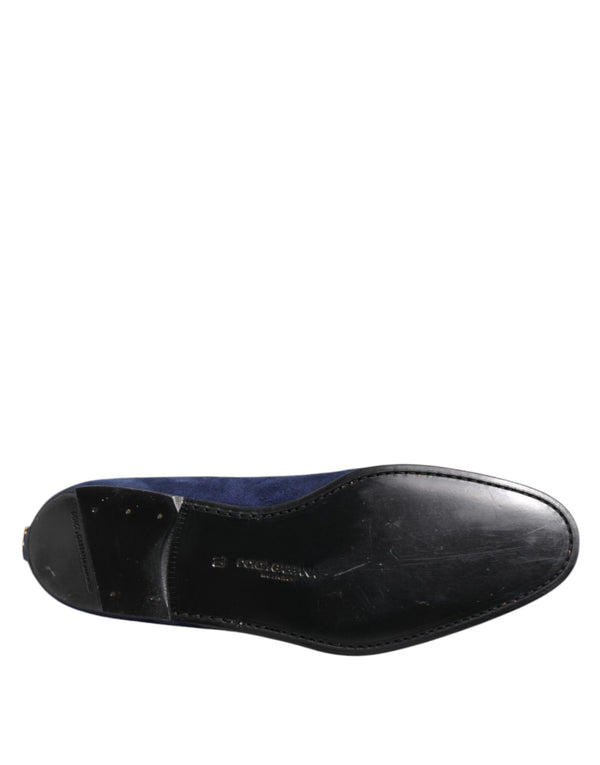 Blauer Samt DG Logo Loafers Formelle Schuhe
