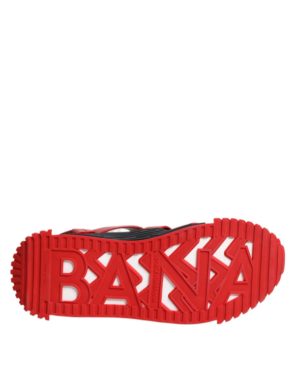 Rot Schwarz Leder Riemchensandalen Schuhe