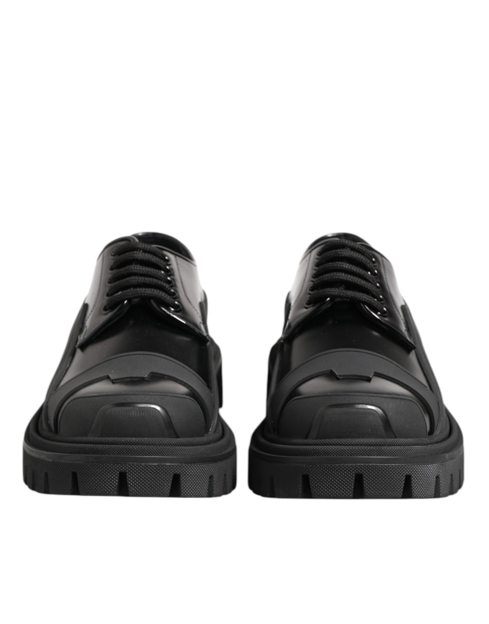 Trekking-Derby-Schuhe aus schwarzem Lackleder