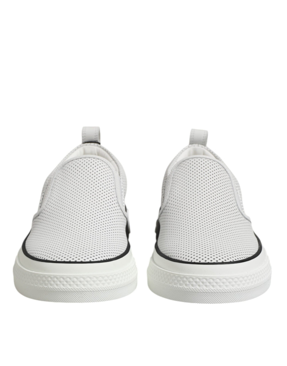Weiß gepunktet Leder Slip On Männer Turnschuhe Schuhe